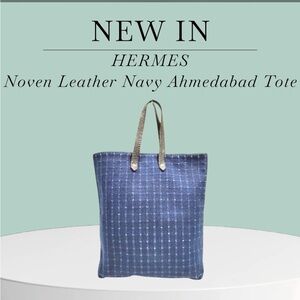 Hermes Blue and Tan Quilted Denim Tote